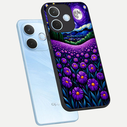  Lavender Moon Field phone case For Oppo Reno 15 Pro mini showing premium glass back cover with detailed artwork