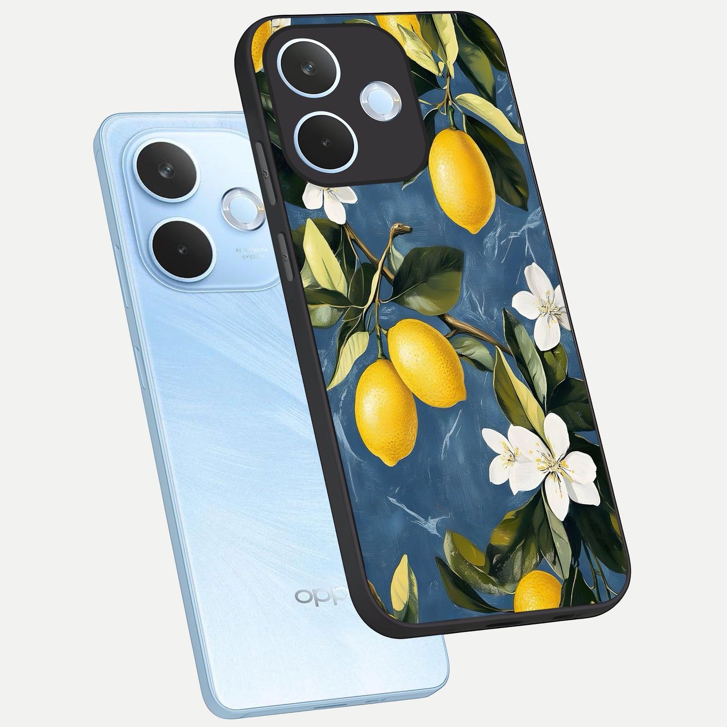  Lemon Dream Garden phone case For Oppo Reno 15 Pro mini showing premium glass back cover with detailed artwork