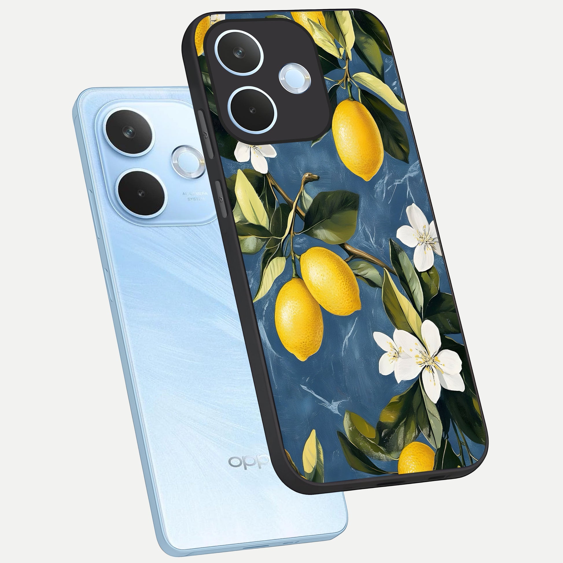  Lemon Dream Garden phone case For Oppo Reno 15 Pro mini showing premium glass back cover with detailed artwork