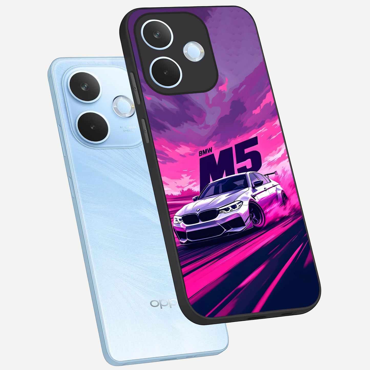  MS Neon Car phone case For Oppo Reno 15 Pro mini showing premium glass back cover with detailed artwork