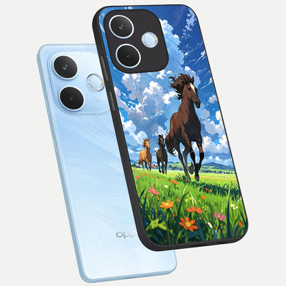  Majestic Horses Galloping phone case For Oppo Reno 15 Pro mini showing premium glass back cover with detailed artwork