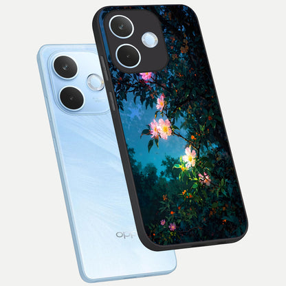  Midnight Bloom Glow phone case For Oppo Reno 15 Pro mini showing premium glass back cover with detailed artwork