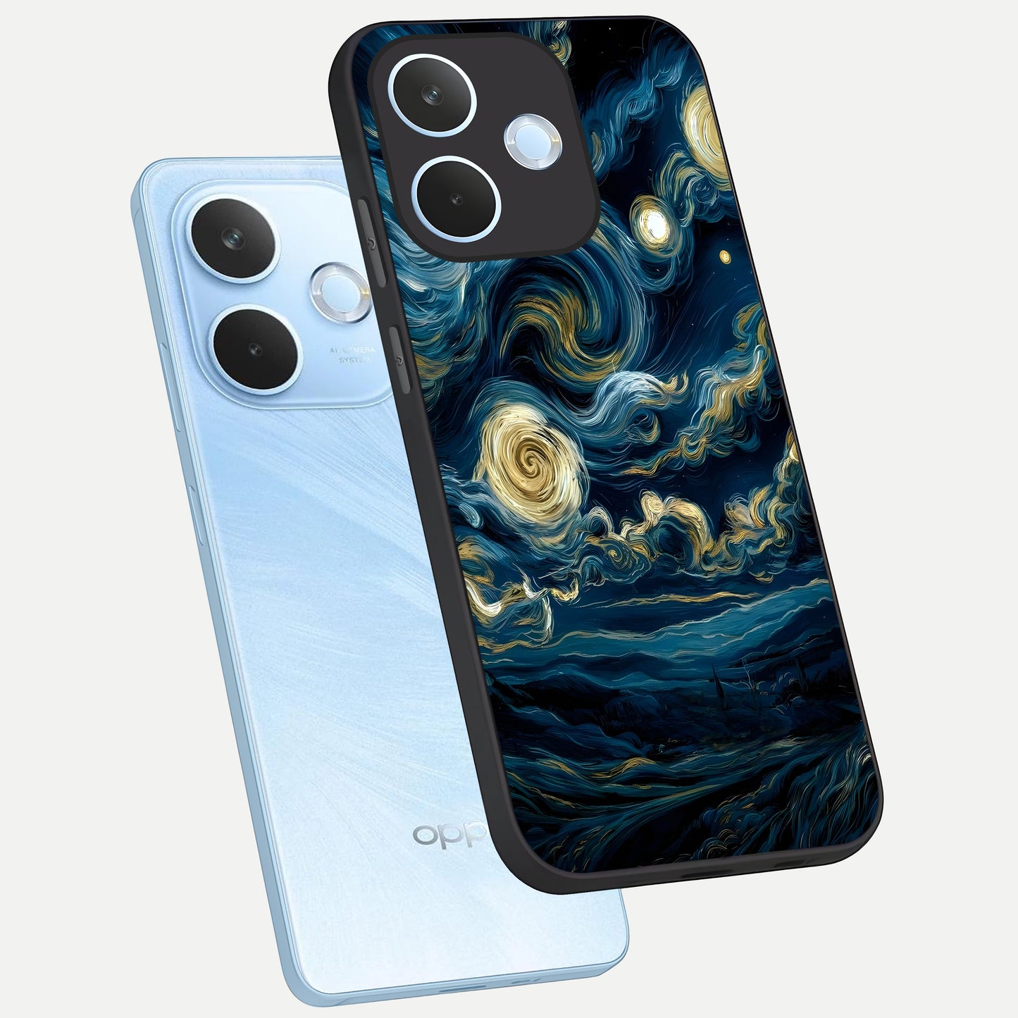  Midnight Sky Whirl phone case For Oppo Reno 15 Pro mini showing premium glass back cover with detailed artwork