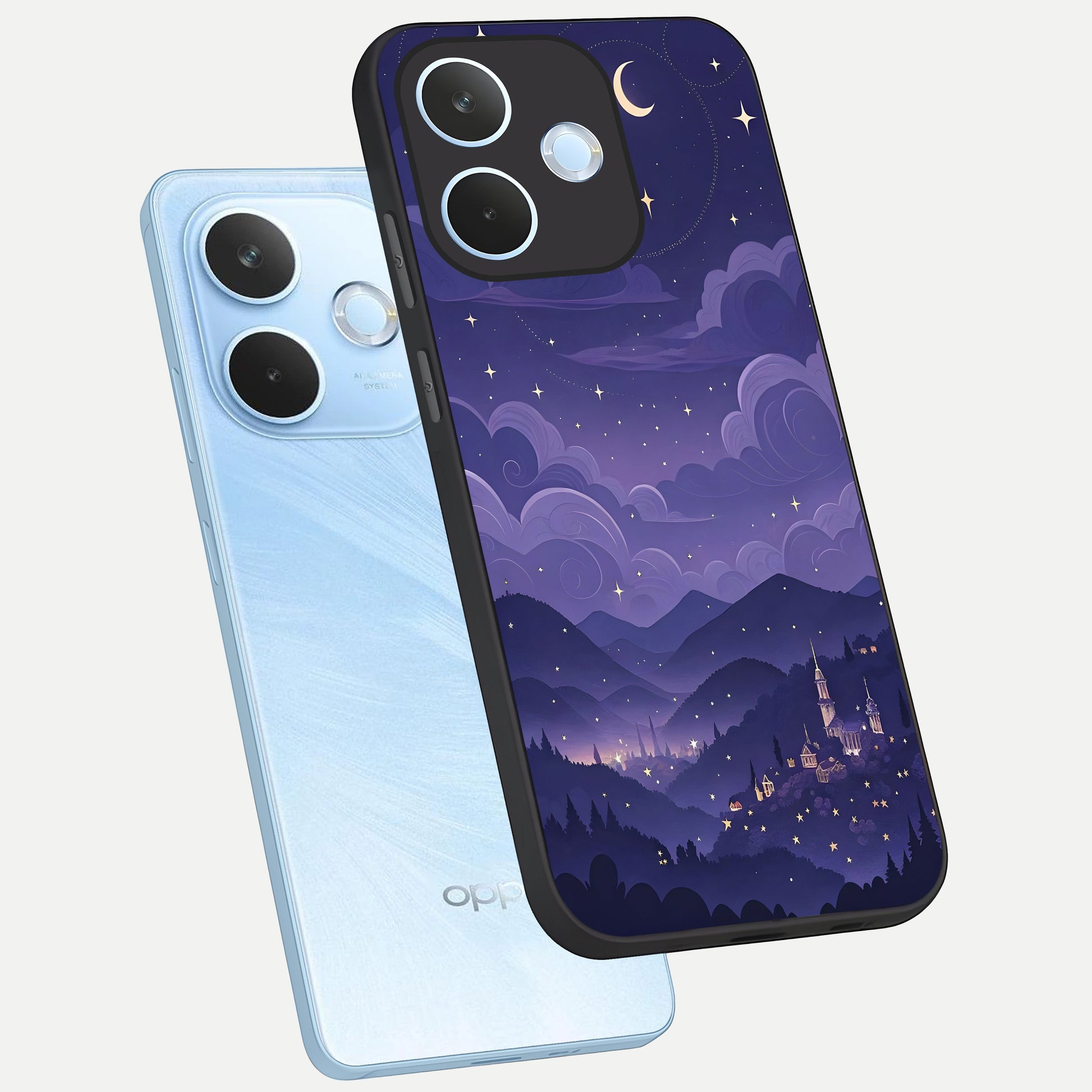  Minimal Night View phone case For Oppo Reno 15 Pro mini showing premium glass back cover with detailed artwork