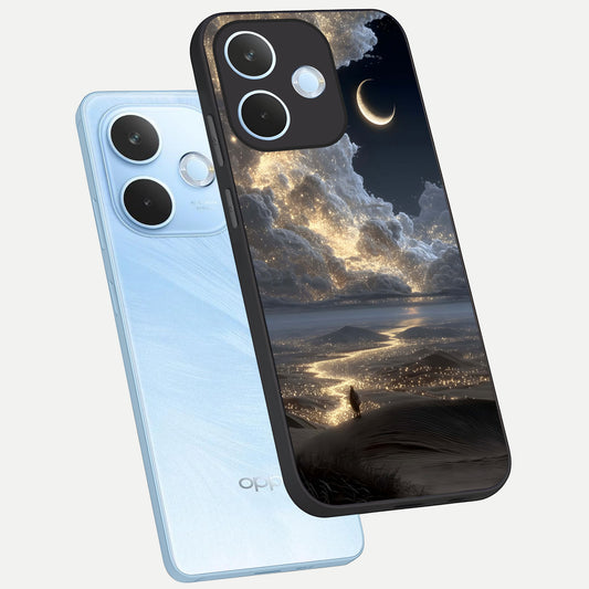  Moonlight Spark Path phone case For Oppo Reno 15 Pro mini showing premium glass back cover with detailed artwork