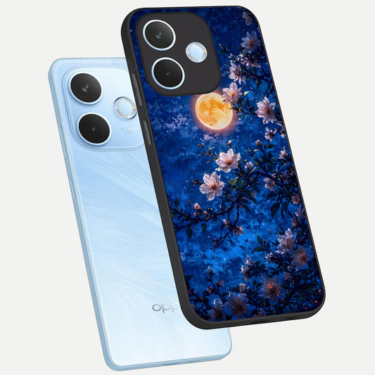  Moonlit Blossoms Night phone case For Oppo Reno 15 Pro mini showing premium glass back cover with detailed artwork