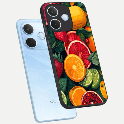  Multiple Fruits phone case For Oppo Reno 15 Pro mini showing premium glass back cover with detailed artwork