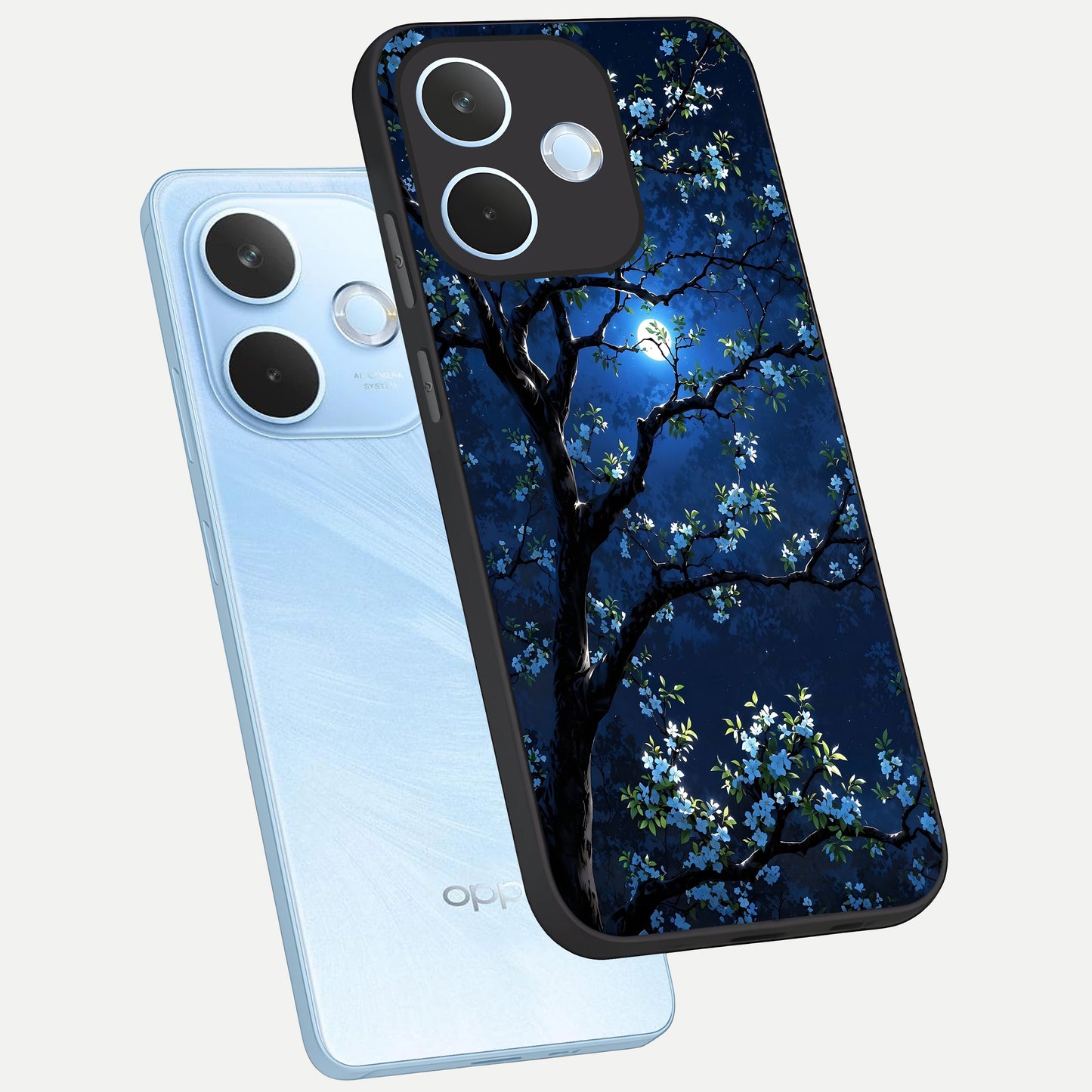  Mystic Floral Night phone case For Oppo Reno 15 Pro mini showing premium glass back cover with detailed artwork