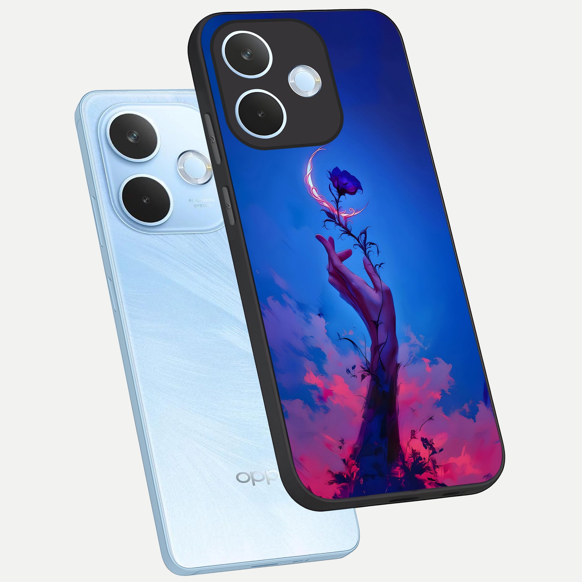  Mystic Hand phone case For Oppo Reno 15 Pro mini showing premium glass back cover with detailed artwork