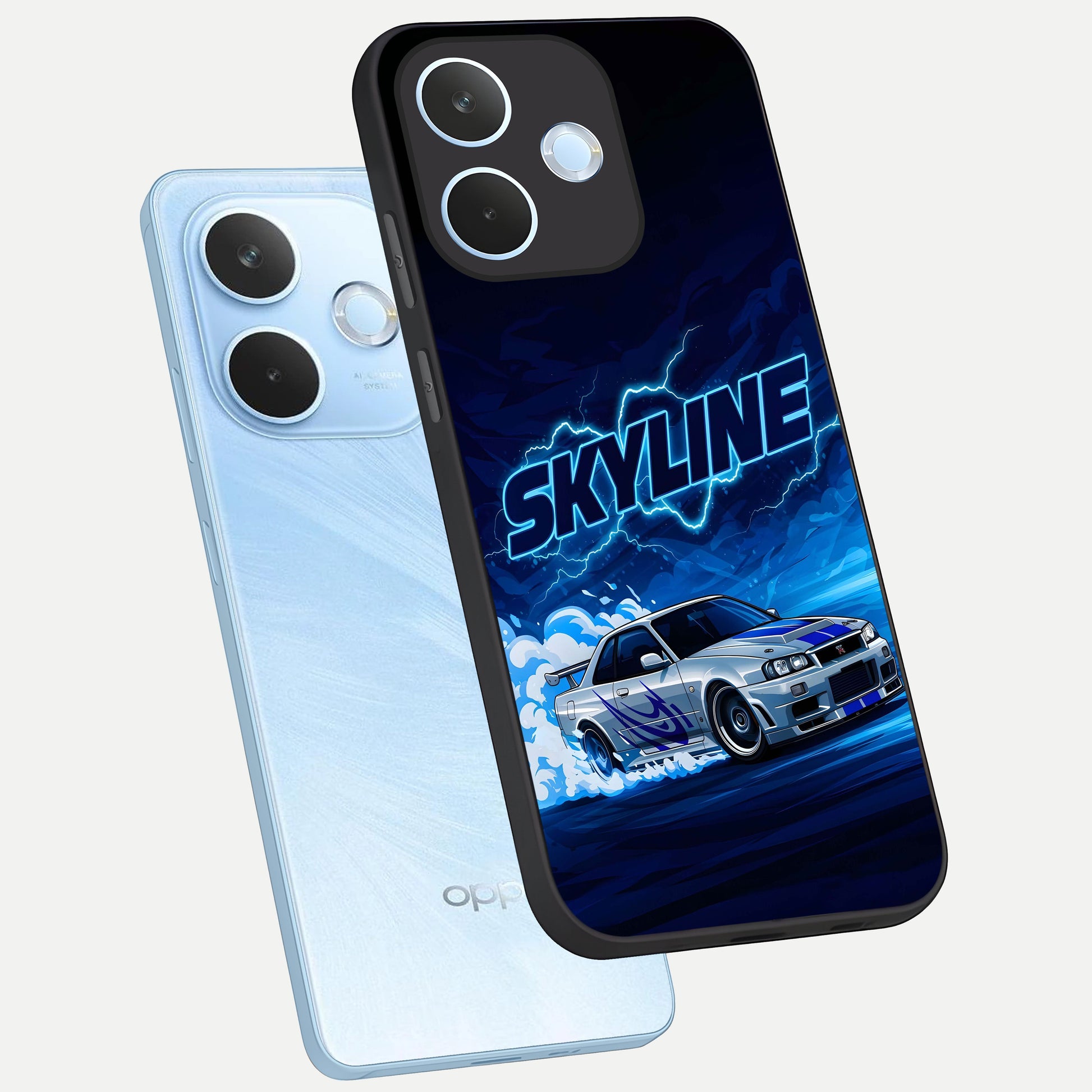  Neon Drift Beast phone case For Oppo Reno 15 Pro mini showing premium glass back cover with detailed artwork