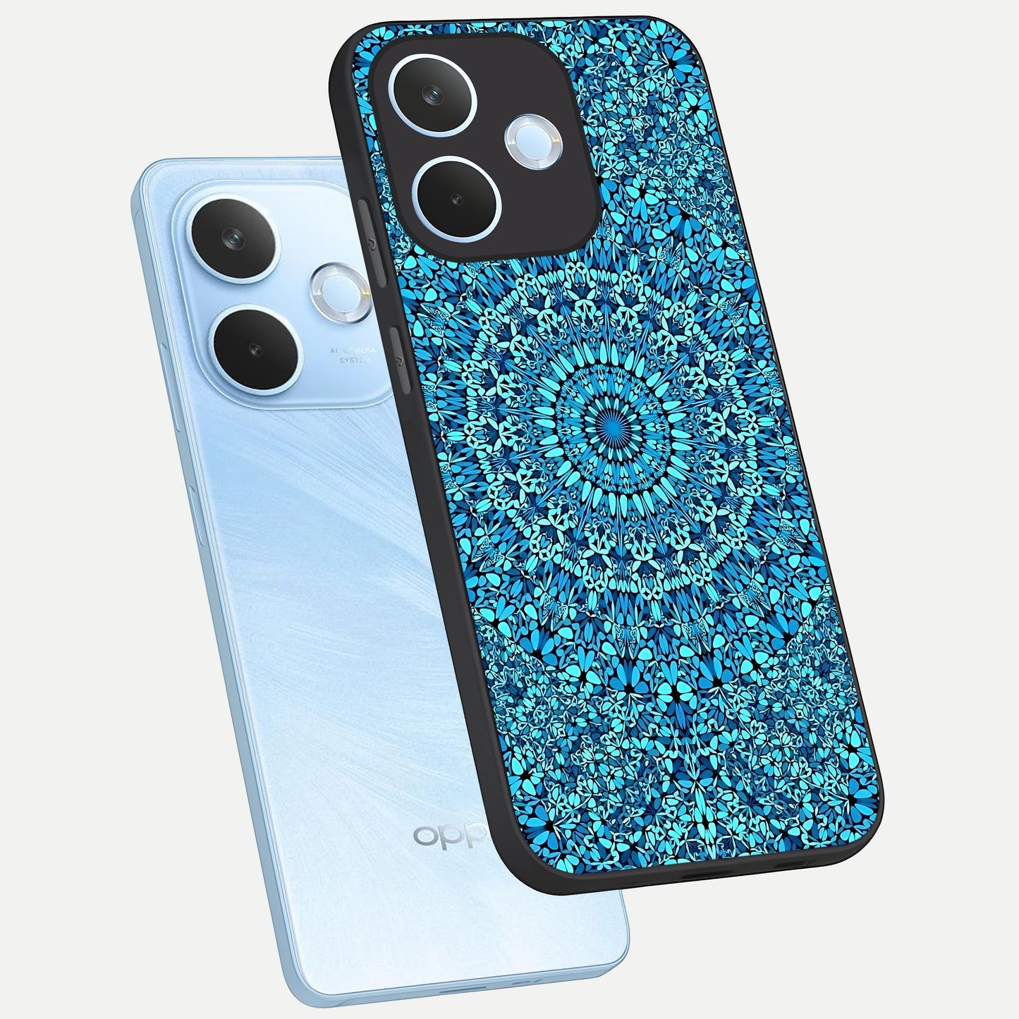  Ocean Bloom Mandala phone case For Oppo Reno 15 Pro mini showing premium glass back cover with detailed artwork