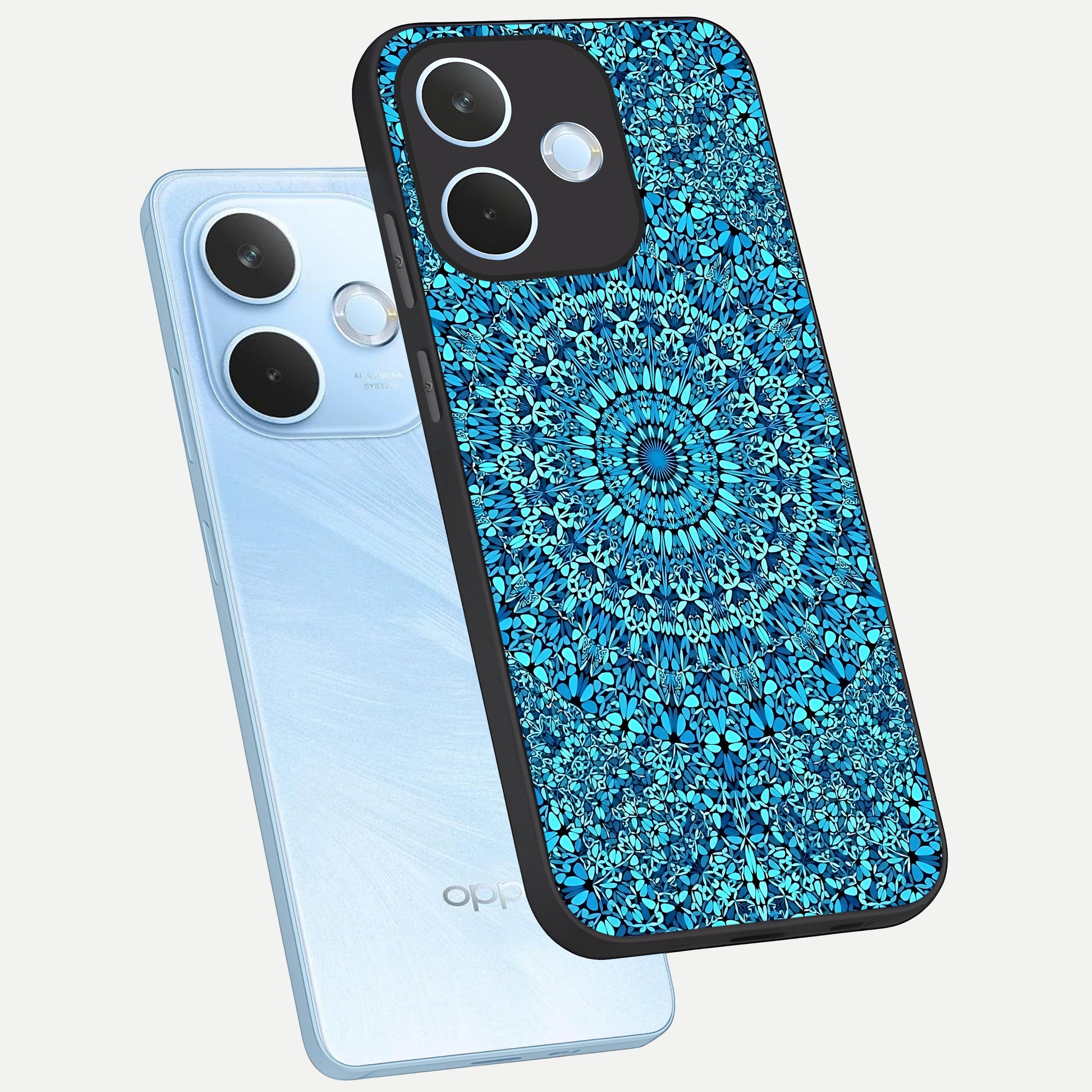 Ocean Bloom Mandala phone case For Oppo Reno 15 Pro mini showing premium glass back cover with detailed artwork