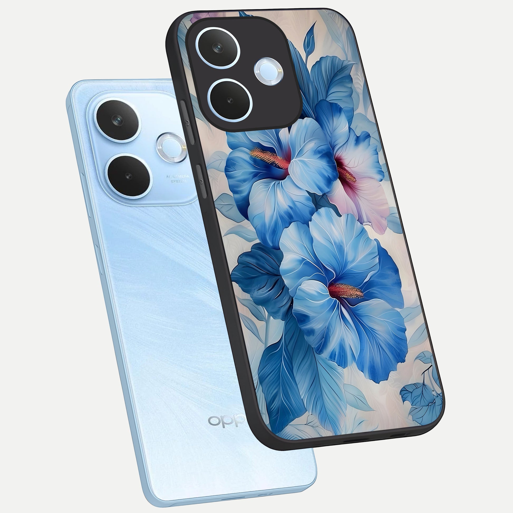  Ocean Hibiscus Grace phone case For Oppo Reno 15 Pro mini showing premium glass back cover with detailed artwork