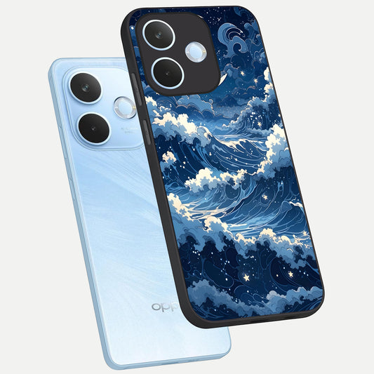  Ocean Moon Waves phone case For Oppo Reno 15 Pro mini showing premium glass back cover with detailed artwork