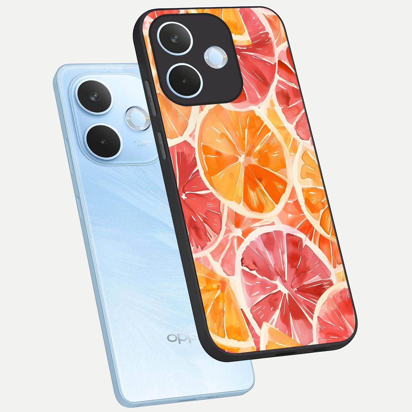  Orange Fruits Pattern phone case For Oppo Reno 15 Pro mini showing premium glass back cover with detailed artwork
