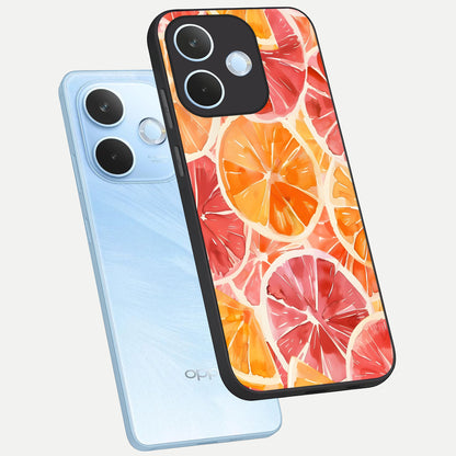  Orange Fruits Pattern phone case For Oppo Reno 15 Pro mini showing premium glass back cover with detailed artwork