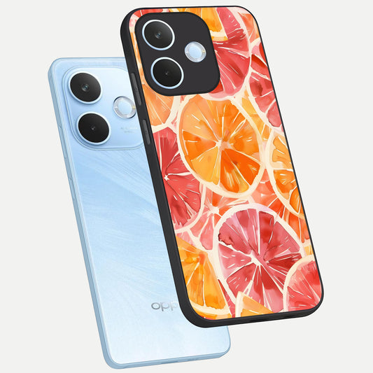  Orange Fruits Pattern phone case For Oppo Reno 15 Pro mini showing premium glass back cover with detailed artwork