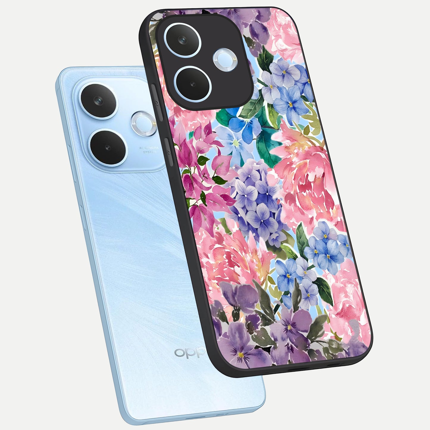  Pastel Floral Mix phone case For Oppo Reno 15 Pro mini showing premium glass back cover with detailed artwork