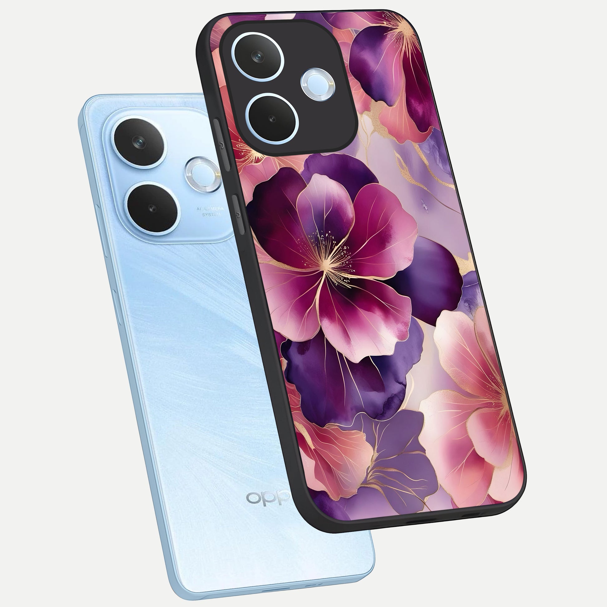  Pink Bouquet Florals phone case For Oppo Reno 15 Pro mini showing premium glass back cover with detailed artwork
