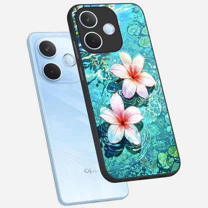  Pink Flowers in Water phone case For Oppo Reno 15 Pro mini showing premium glass back cover with detailed artwork