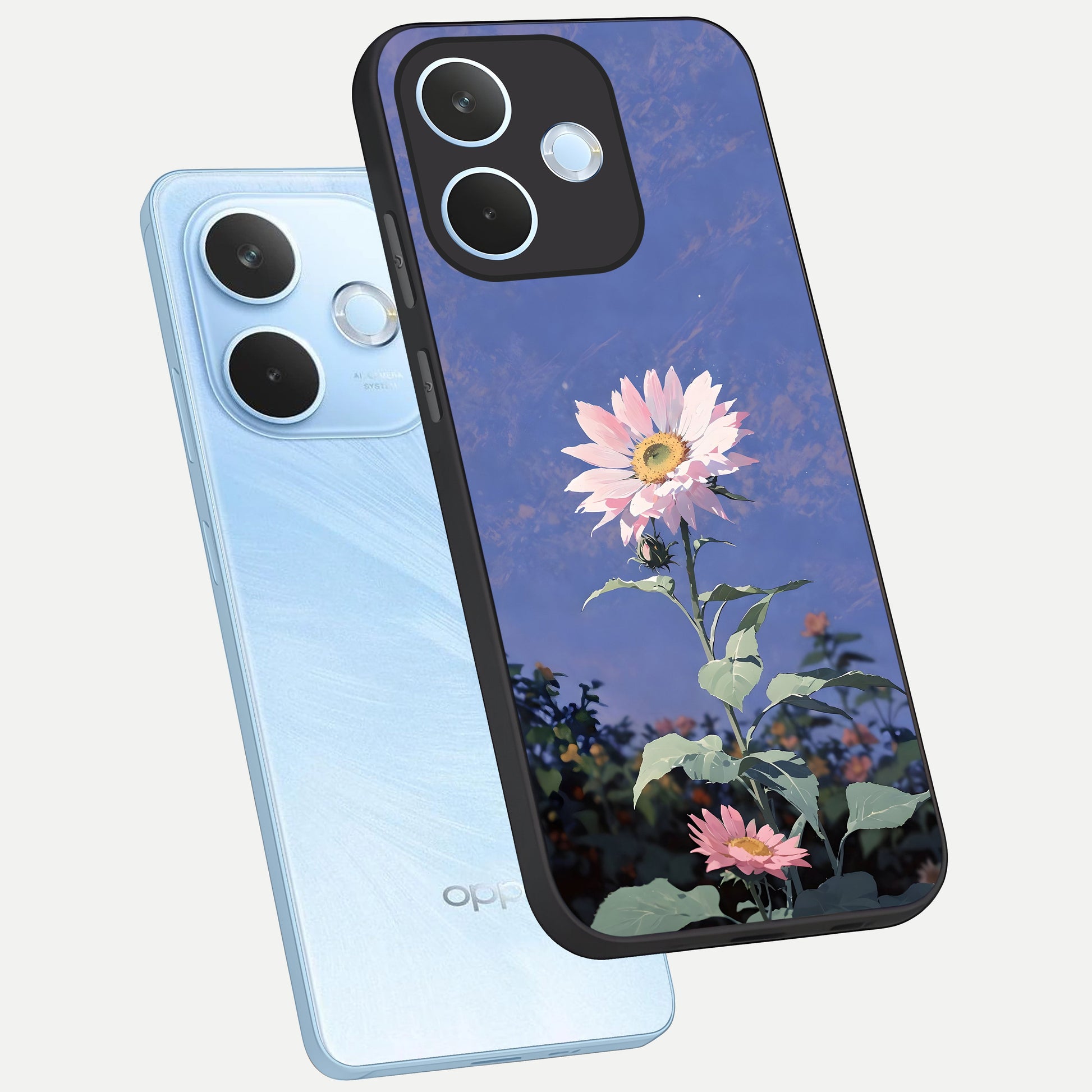  Pink Shells Outline phone case For Oppo Reno 15 Pro mini showing premium glass back cover with detailed artwork