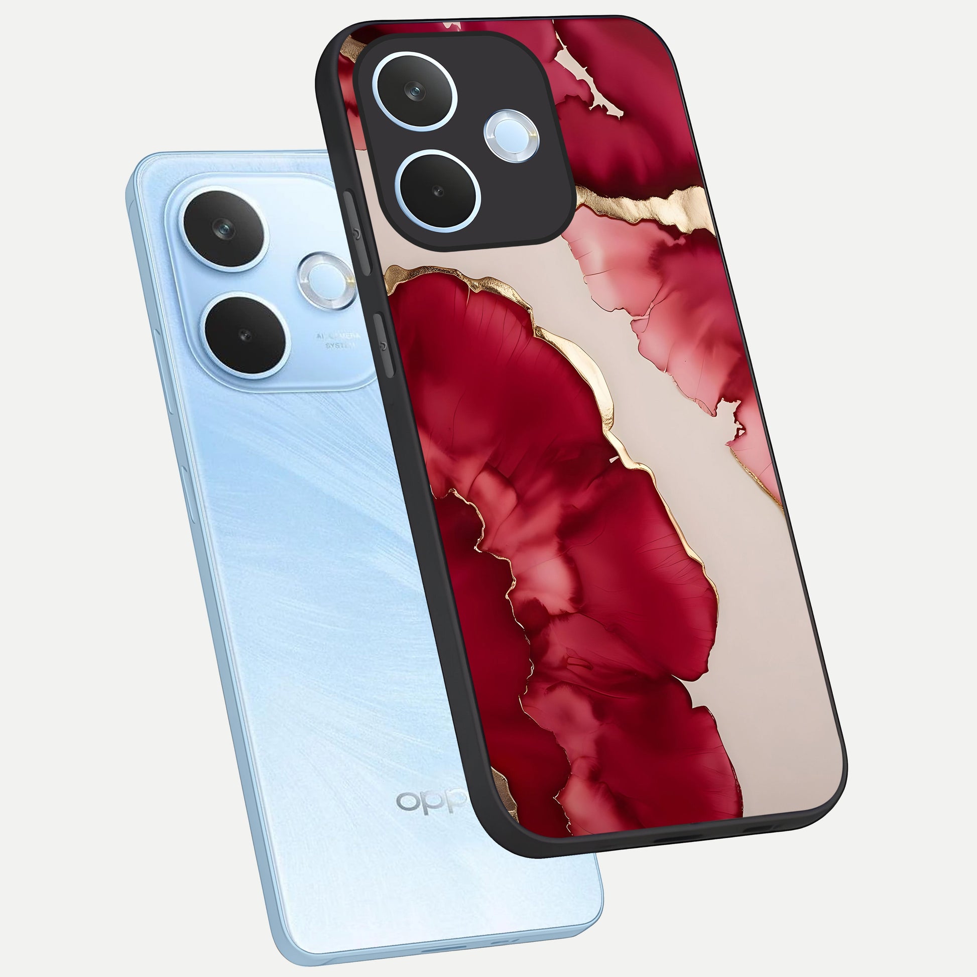  Pink And White Marble phone case For Oppo Reno 15 Pro mini showing premium glass back cover with detailed artwork
