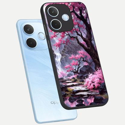  Pink Sunflower Glow phone case For Oppo Reno 15 Pro mini showing premium glass back cover with detailed artwork