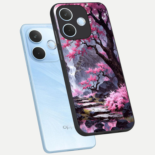  Pink Sunflower Glow phone case For Oppo Reno 15 Pro mini showing premium glass back cover with detailed artwork