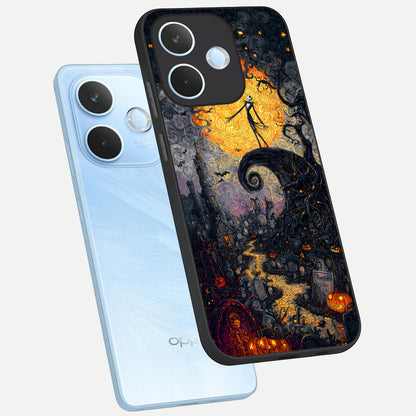  Pumpkin Moon Night phone case For Oppo Reno 15 Pro mini showing premium glass back cover with detailed artwork