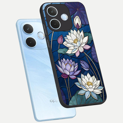  Purple Lotus Stained phone case For Oppo Reno 15 Pro mini showing premium glass back cover with detailed artwork