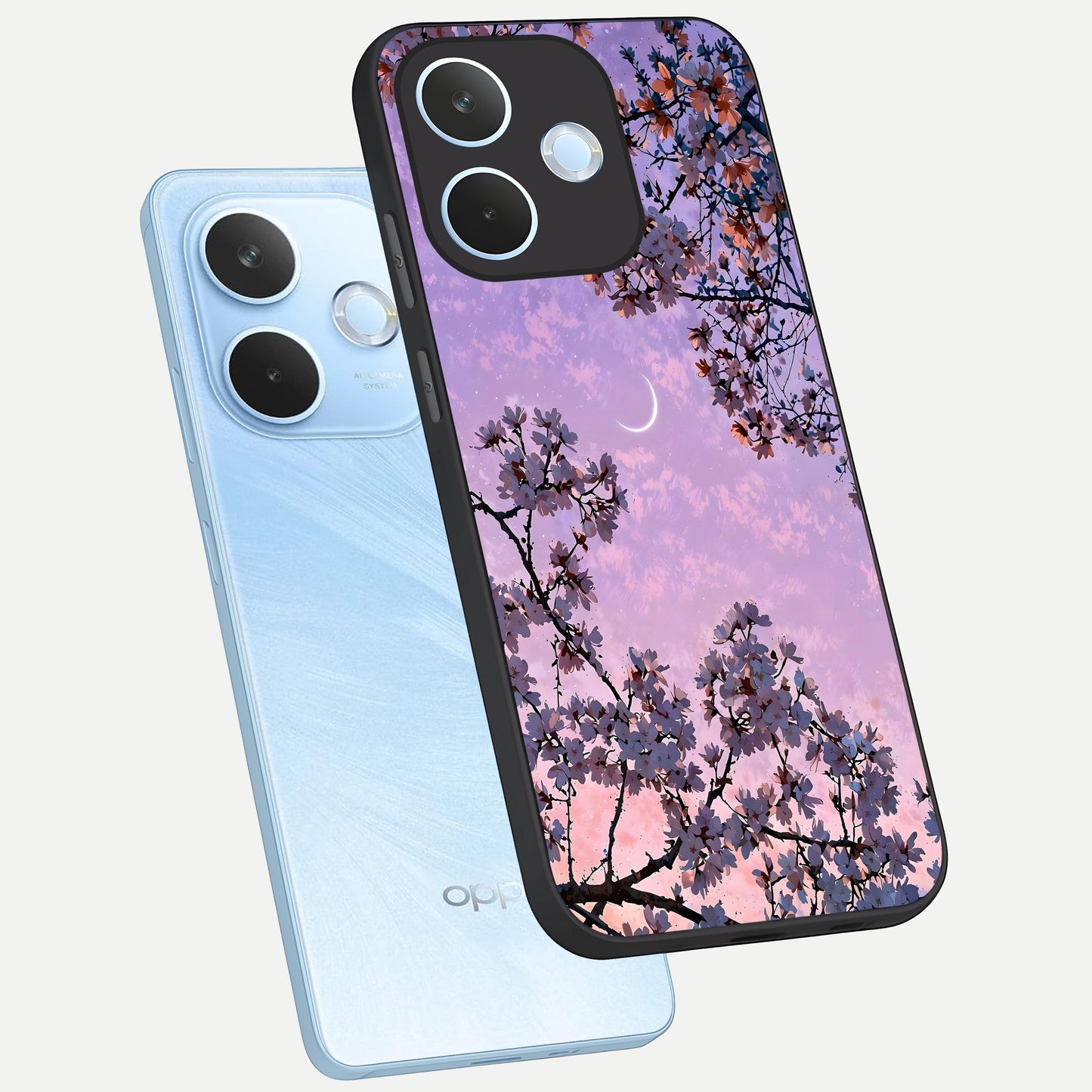  Purple Serenity Moon phone case For Oppo Reno 15 Pro mini showing premium glass back cover with detailed artwork