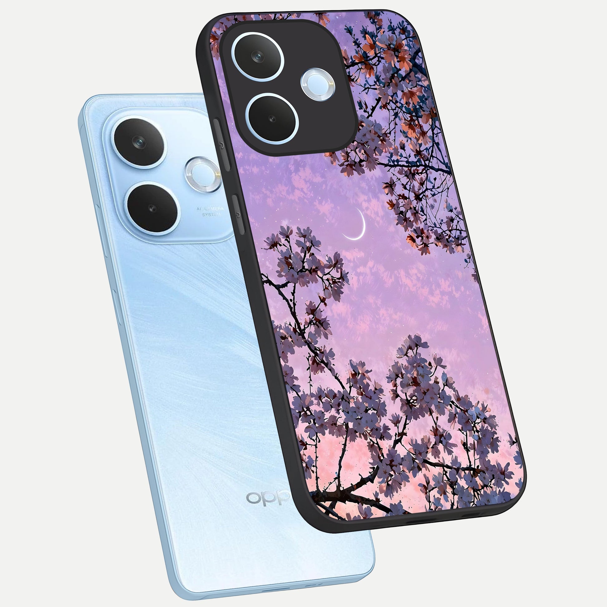  Purple Serenity Moon phone case For Oppo Reno 15 Pro mini showing premium glass back cover with detailed artwork