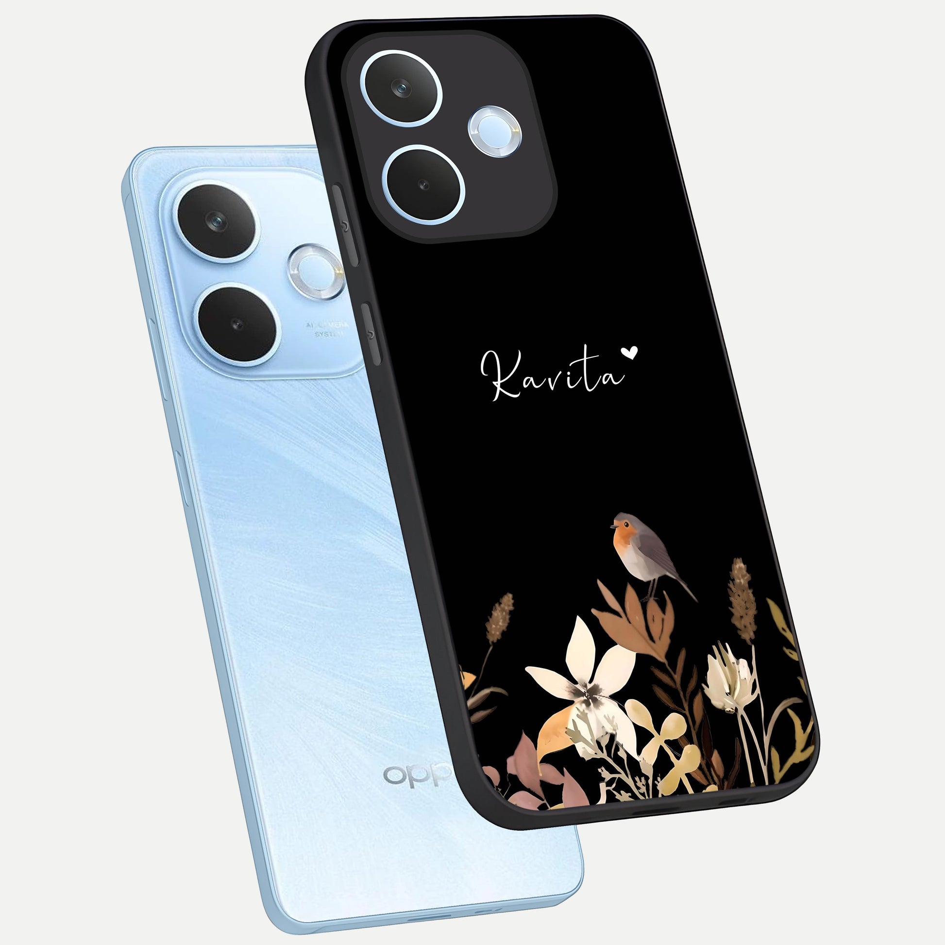  Quiet Garden Tune Custom Name phone case For Oppo Reno 15 Pro mini showing premium glass back cover with detailed artwork