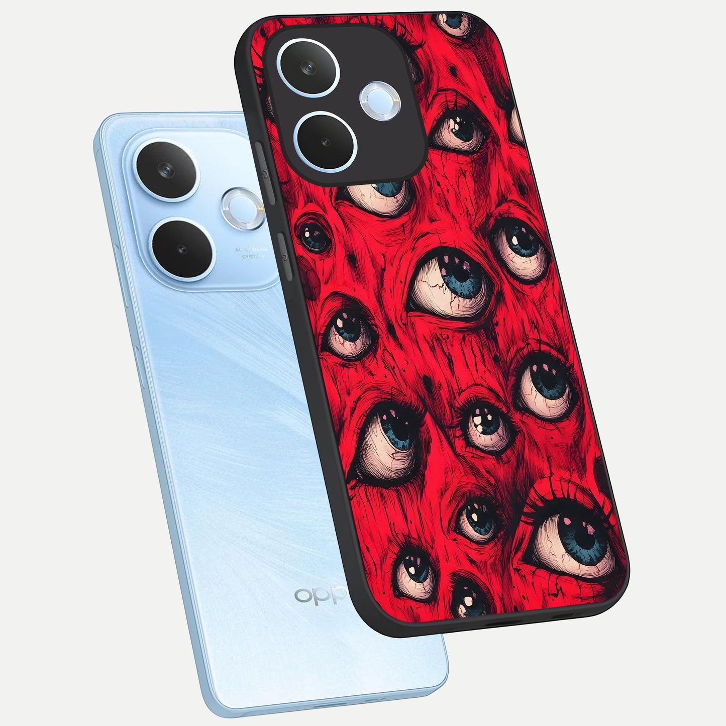  Red Eyes Pattern phone case For Oppo Reno 15 Pro mini showing premium glass back cover with detailed artwork