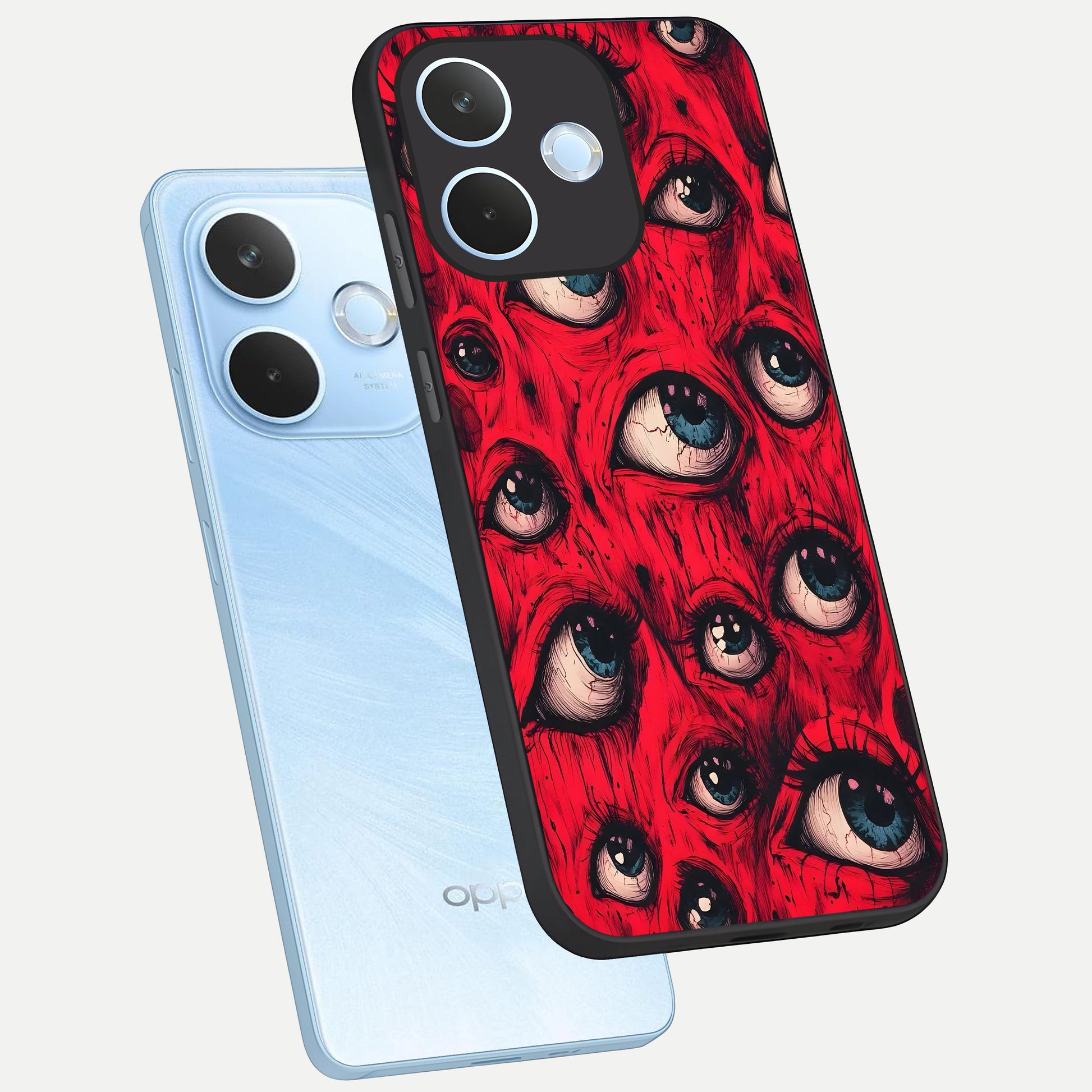  Red Eyes Pattern phone case For Oppo Reno 15 Pro mini showing premium glass back cover with detailed artwork