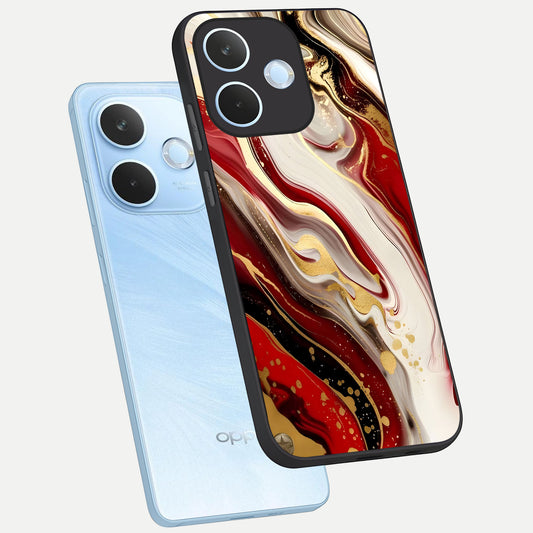  Red And White Marble phone case For Oppo Reno 15 Pro mini showing premium glass back cover with detailed artwork