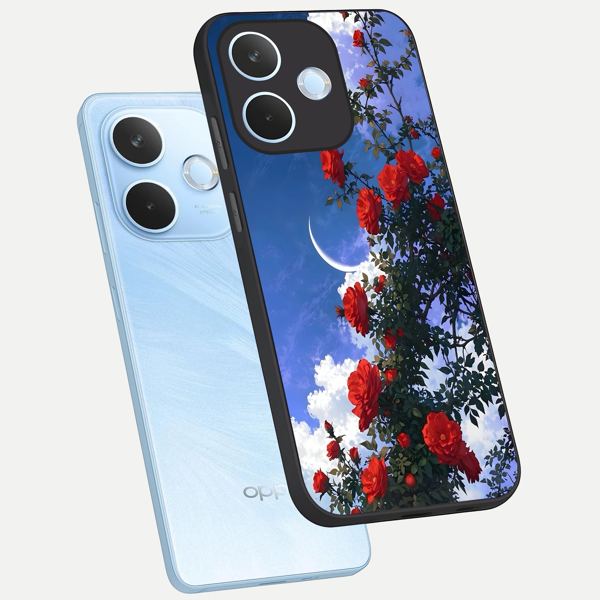  Rose Drift Flowers phone case For Oppo Reno 15 Pro mini showing premium glass back cover with detailed artwork