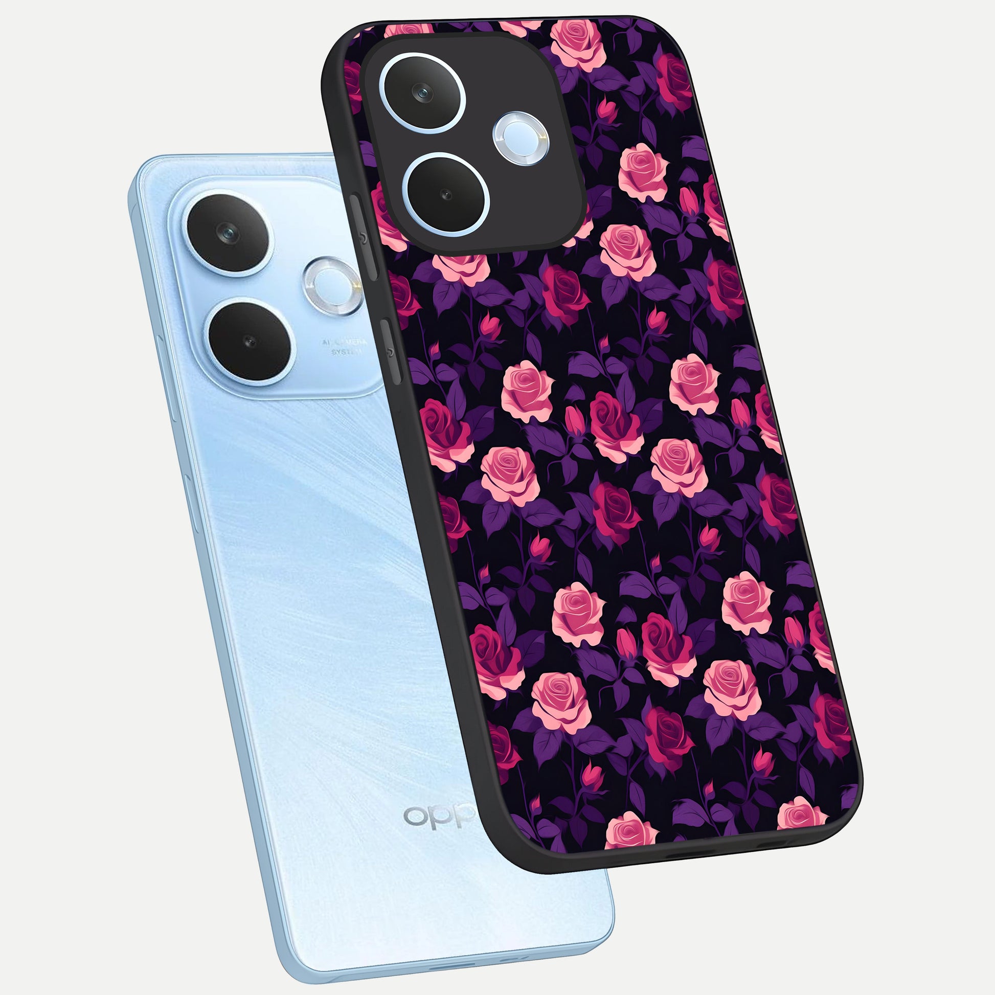  Rose Garden Twilight phone case For Oppo Reno 15 Pro mini showing premium glass back cover with detailed artwork