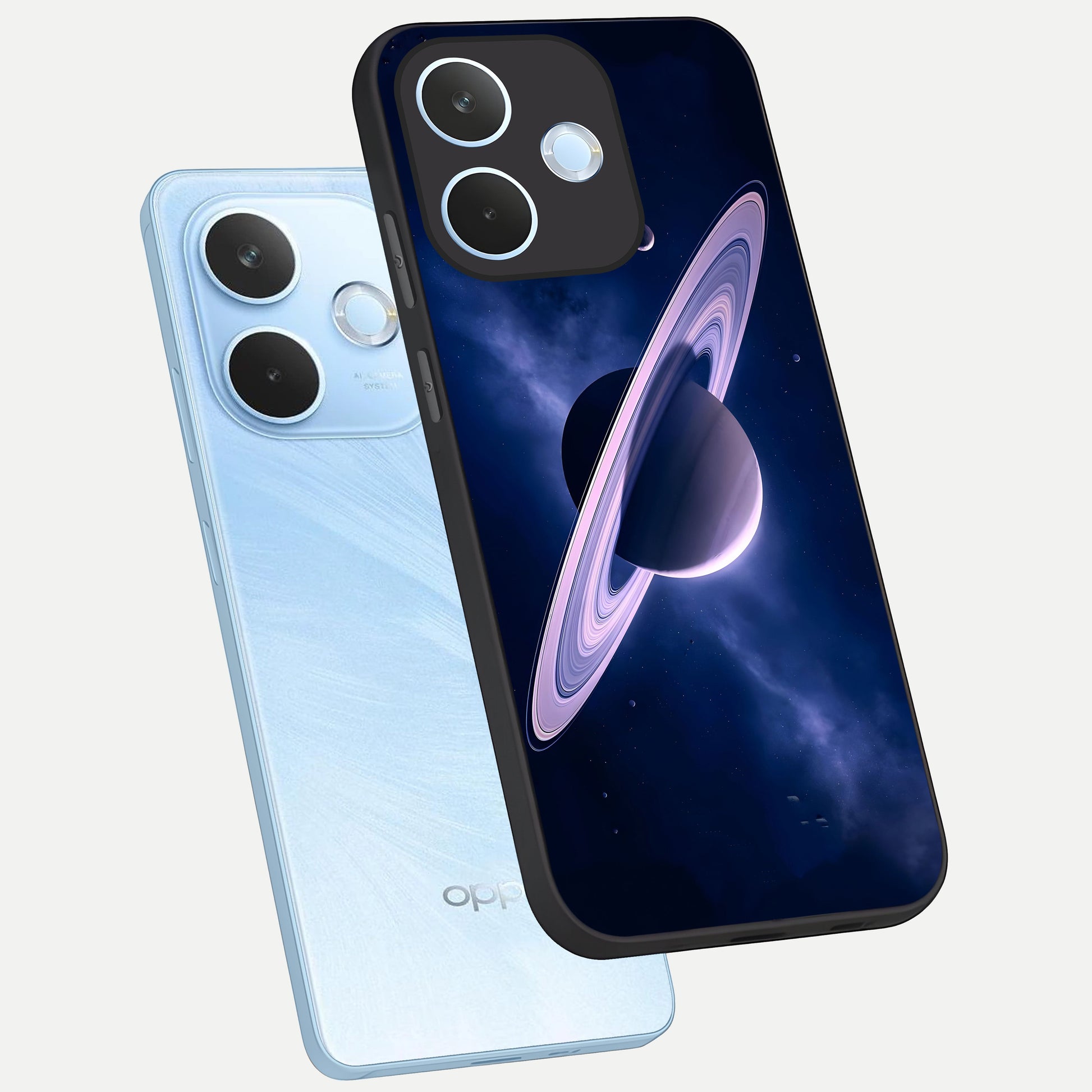  Saturn Ring Mystique phone case For Oppo Reno 15 Pro mini showing premium glass back cover with detailed artwork