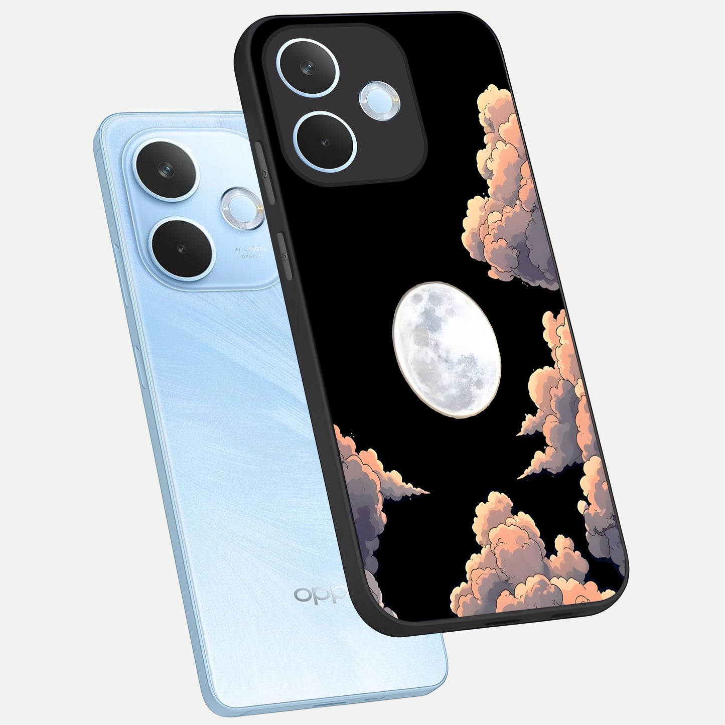  Shade Cloud Moon phone case For Oppo Reno 15 Pro mini showing premium glass back cover with detailed artwork