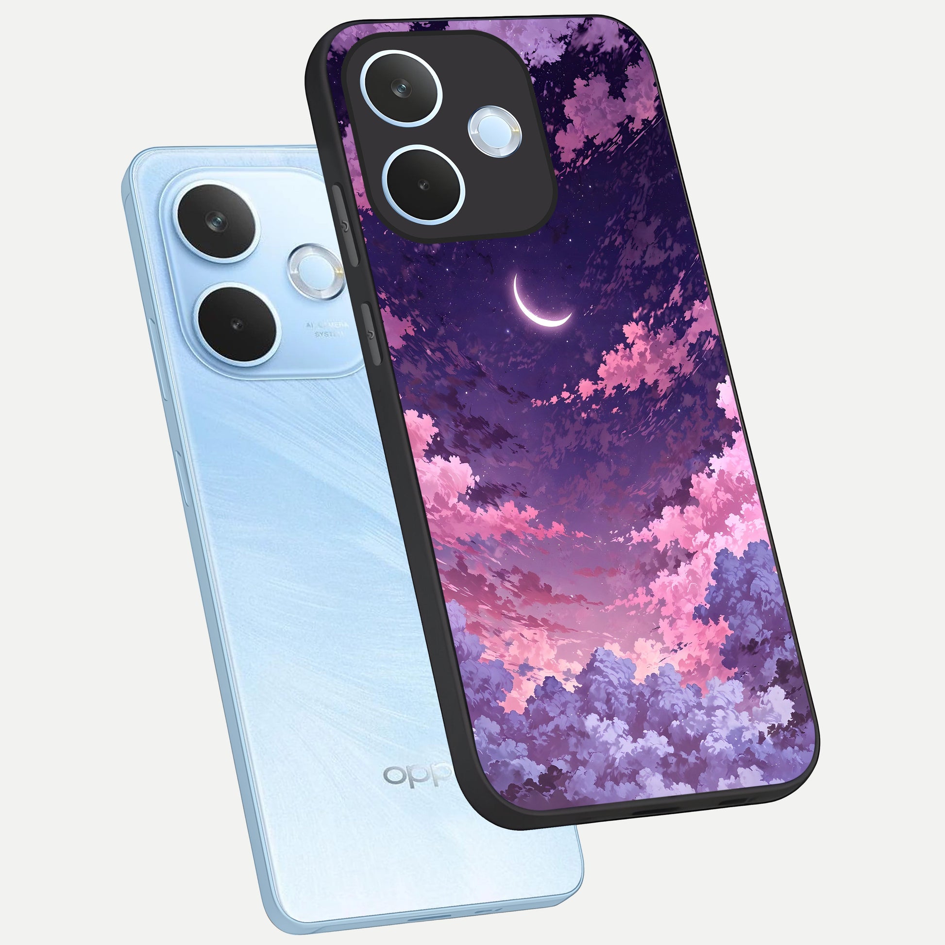  Sky Drift Clouds phone case For Oppo Reno 15 Pro mini showing premium glass back cover with detailed artwork