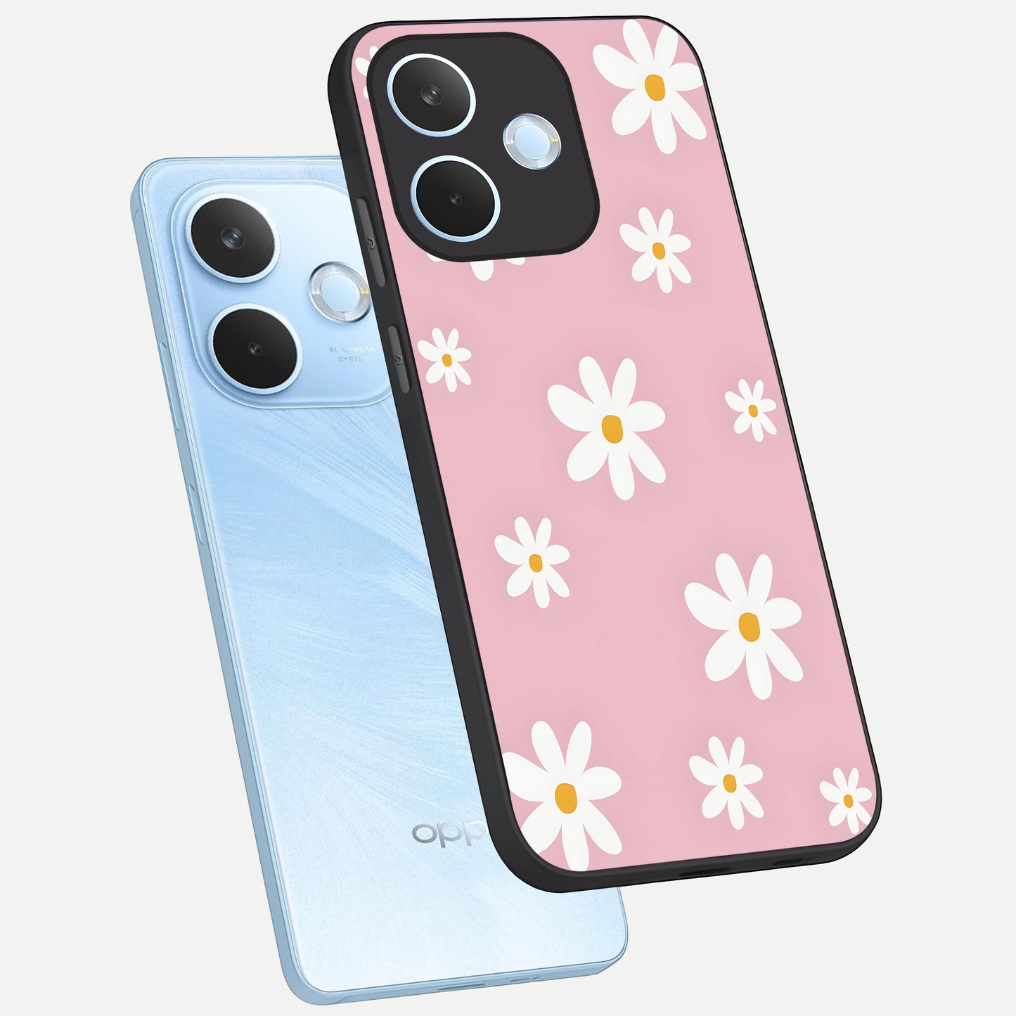  Soft Daisy Bliss phone case For Oppo Reno 15 Pro mini showing premium glass back cover with detailed artwork