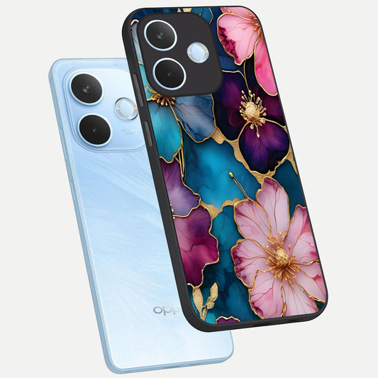  Sparkle Floral phone case For Oppo Reno 15 Pro mini showing premium glass back cover with detailed artwork