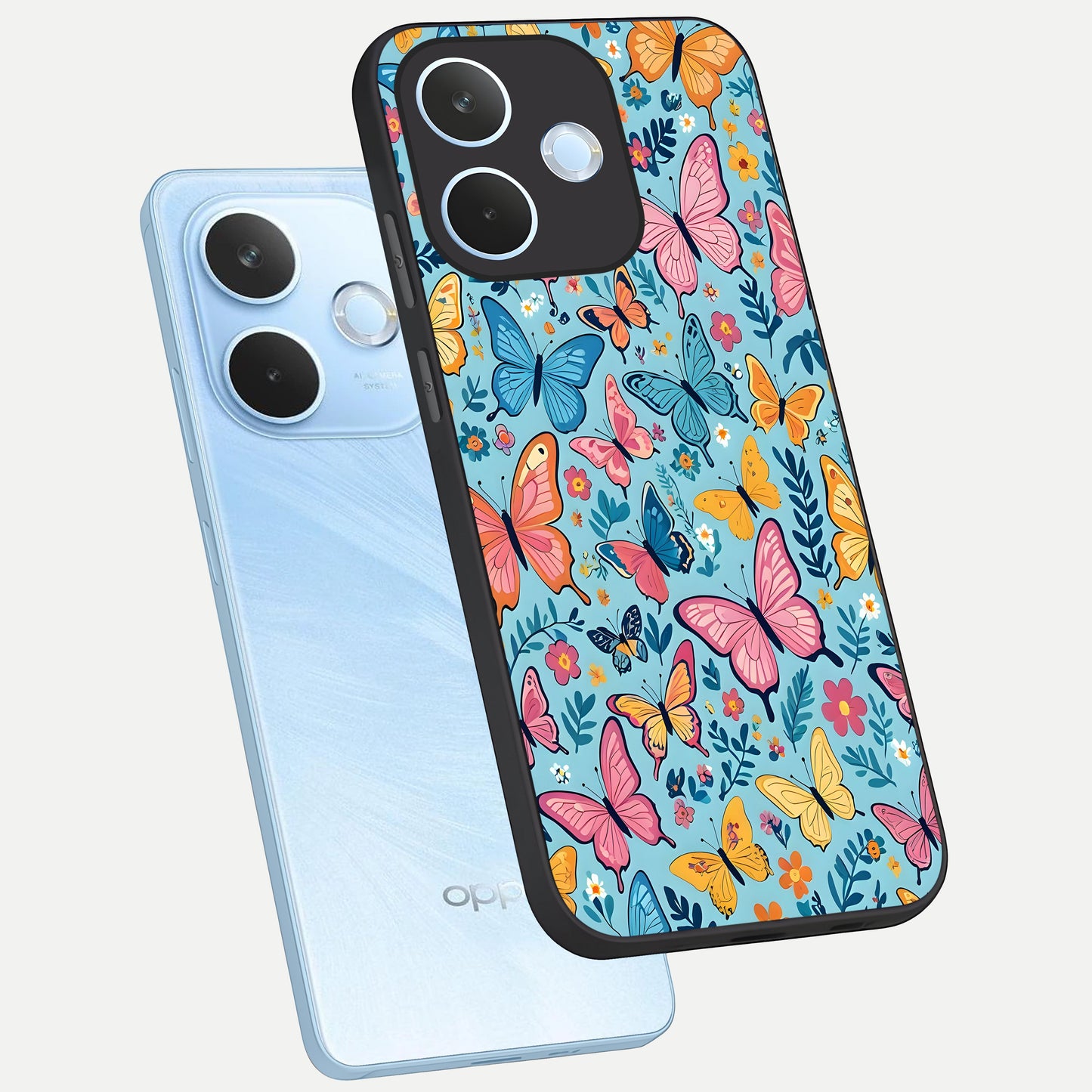  Spring Wing Garden phone case For Oppo Reno 15 Pro mini showing premium glass back cover with detailed artwork
