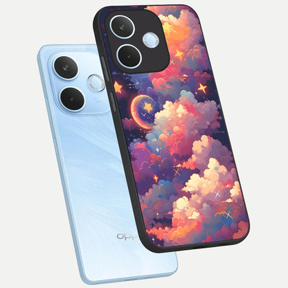  Starlit Dream Clouds phone case For Oppo Reno 15 Pro mini showing premium glass back cover with detailed artwork