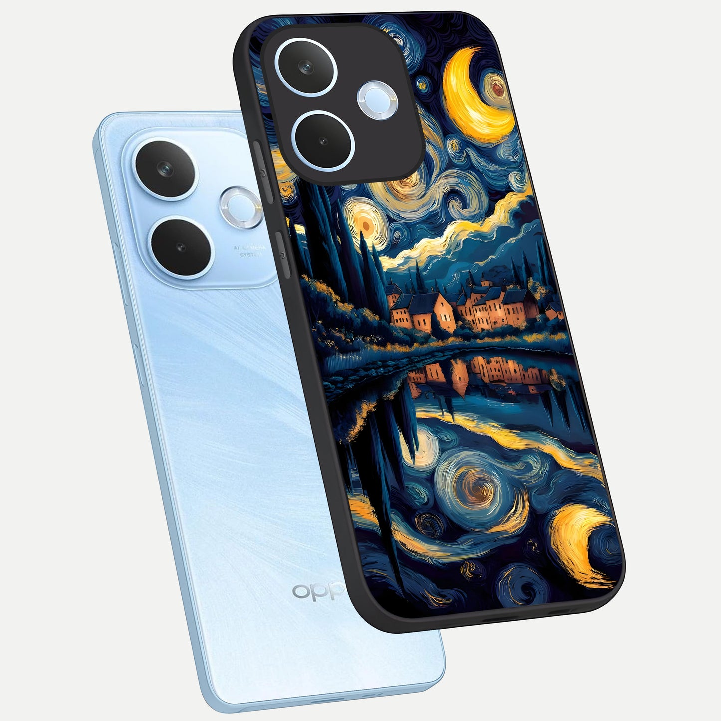  Starry Sky Serenity phone case For Oppo Reno 15 Pro mini showing premium glass back cover with detailed artwork