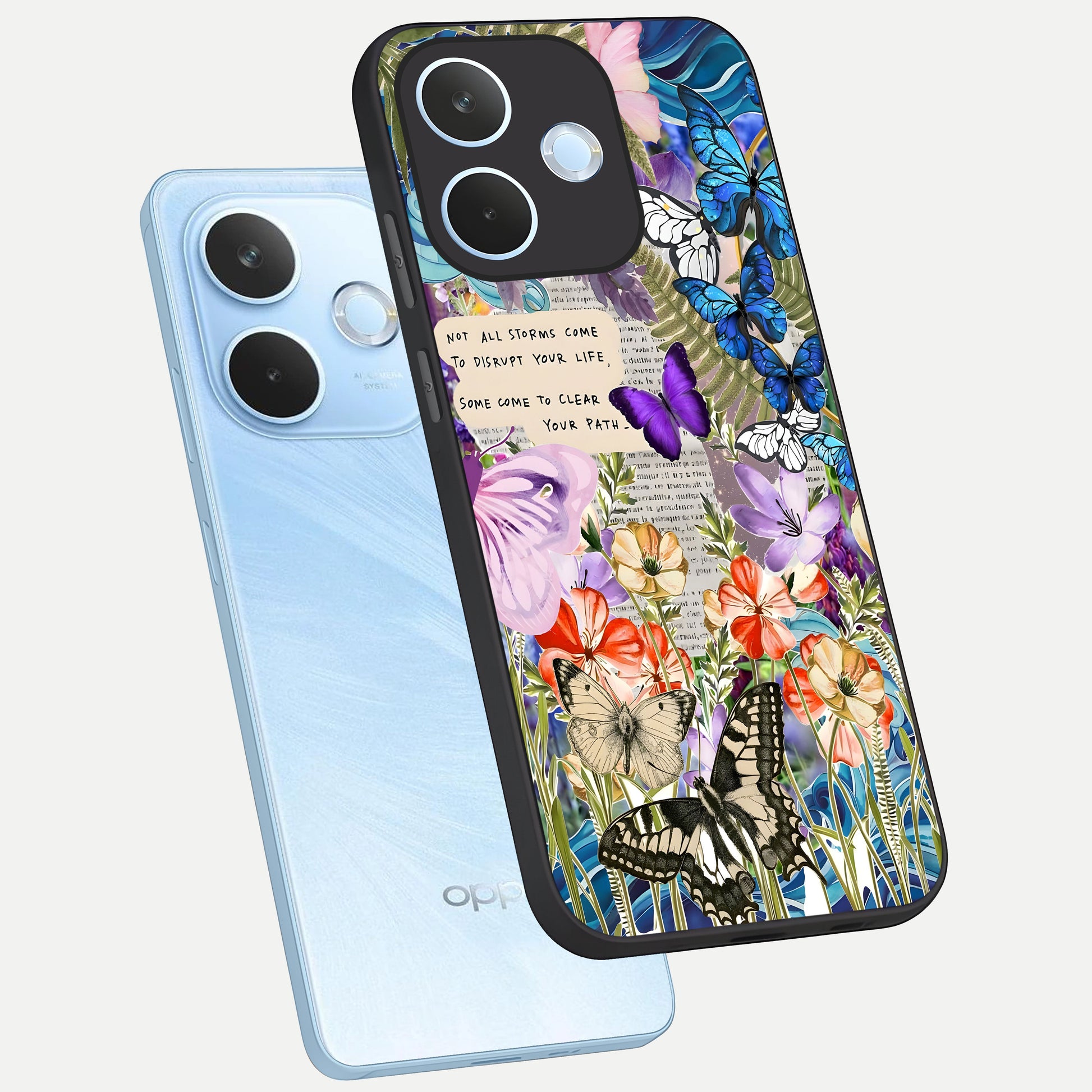  Storm Path Bloom phone case For Oppo Reno 15 Pro mini showing premium glass back cover with detailed artwork