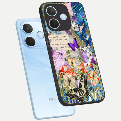  Storm Path Bloom phone case For Oppo Reno 15 Pro mini showing premium glass back cover with detailed artwork