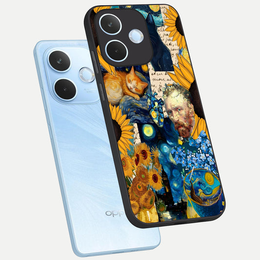  Sunflower Chic Mood Custom Name phone case For Oppo Reno 15 Pro mini showing premium glass back cover with detailed artwork