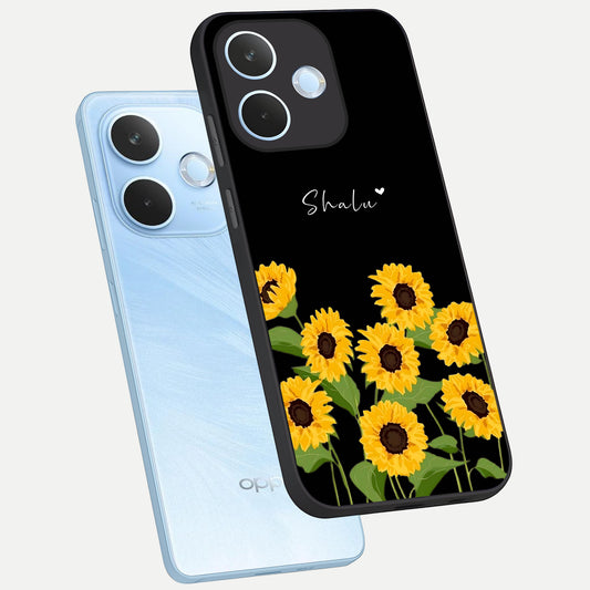  Sunflower Sky Bloom phone case For Oppo Reno 15 Pro mini showing premium glass back cover with detailed artwork